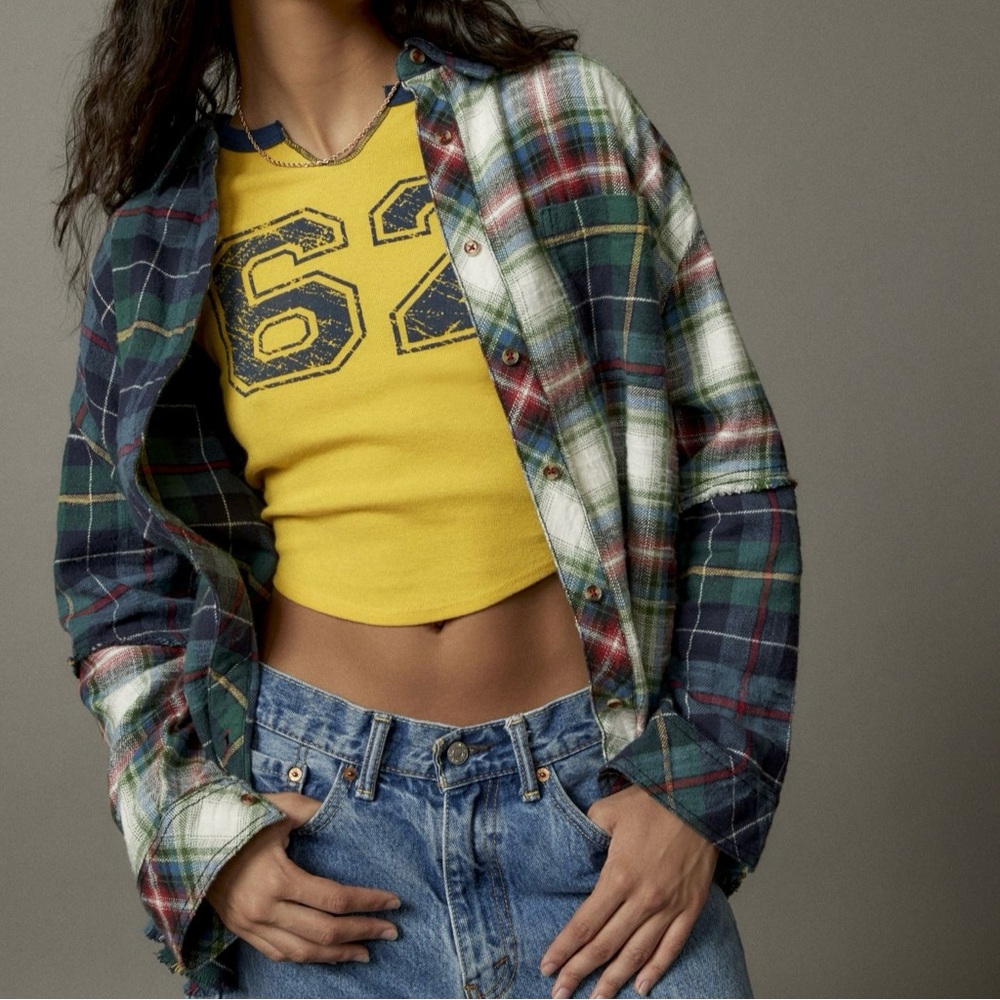 BDG One Way or Another  Plaid Flannel Button-Down Shirt